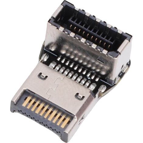 Adaptateur de Carte Mère D'ordinateur de Type E, Compact USB 3.1 10 Gbit/s USB 3.2 20 Gbit/s Type E Coude à 90 Degrés avec Circuit imprimé Multicouche pour Périphériques Haute (PH76EE-B) (1/5)