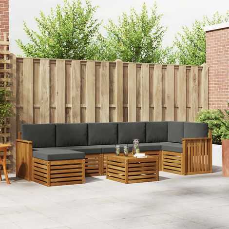 vidaXL Outdoor-Sofagarnitur mit Kissen 8 pcs Natur und Anthrazit (1/5)
