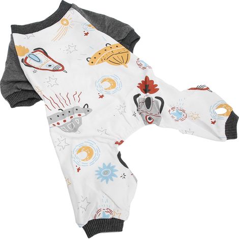 Combinaison pour chiot, pyjama en maille polyester doux avec motif vaisseau spatial mignon, idéal pour le printemps et l'automne (XL). (1/5)