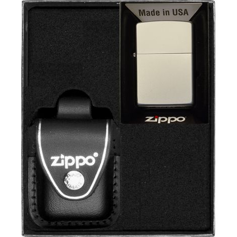 ZIPPO Feuerzeug Satin Chrom Geschenkset Nr. 3