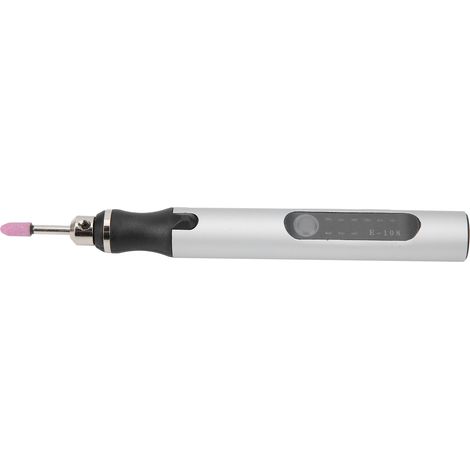 Elektrischer Mikrograviererstift Mini DIY Vibro-Gravurwerkzeug-Set Nagelentfernungszubehör Silber (1/5)