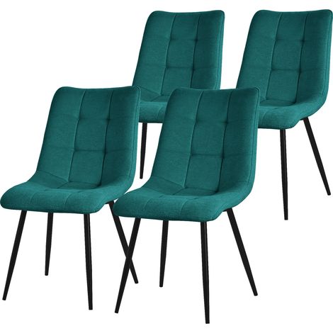 ML-Design Esszimmerstühle 4er Set Petrol, Wohnzimmerstühle mit Stoffbezug & schwarzen Metallbeinen, Küchenstühle mit Rückenlehne, Polsterstühle für Esszimmer Wohnzimmer Küche Büro, Gepolsterte Sessel