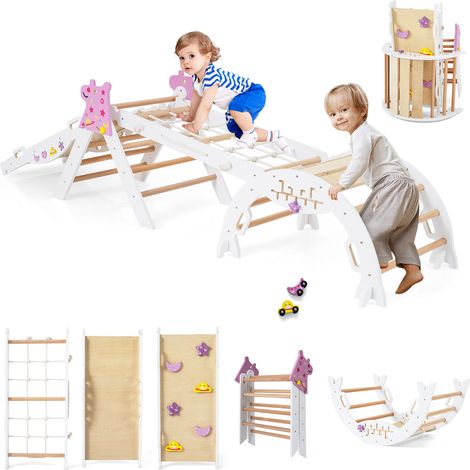 COSTWAY 8-in-1 Triangle Set Foldable Climbing Toys for Toddlers