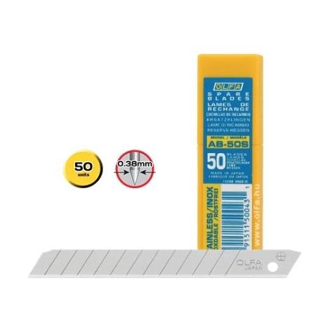 Olfa 210501 Cuchilla cutter troceable 80x9mm, Acero, Set de 50 Piezas