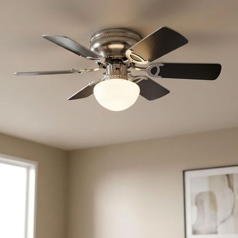 LED Deckenventilator mit Zugschalter Deckenlampe 3 Geschwindigkeitsstufen Lüfter, Sommer-/Wintermodus, 3,7W 320lm warmweiß, DxH 76x28 cm