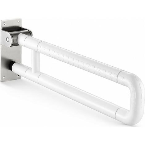 Barre de Maintien Douche, 60cm Pliable Blanc en Acier Inoxydable (1/5)