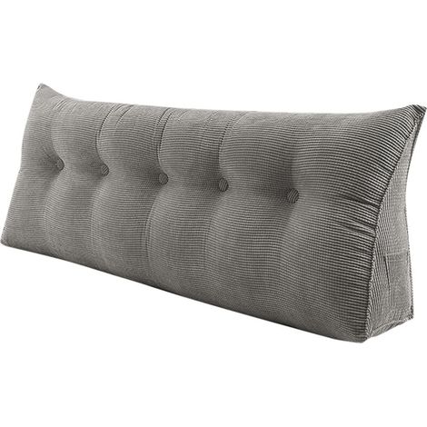 ® Coussin de lecture en coin coussin de chevet coussin de chevet oreiller de couchage latéral 160x50x20cm gris (1/5)