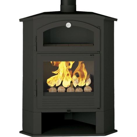 Fm Calefaccion – Poêle à bois de coin en acier – Puissance 9,5/11,7kW – Rendement 81% – Évacuation des fumées 150mm – Four supérieur avec porte vitrée (1/4)