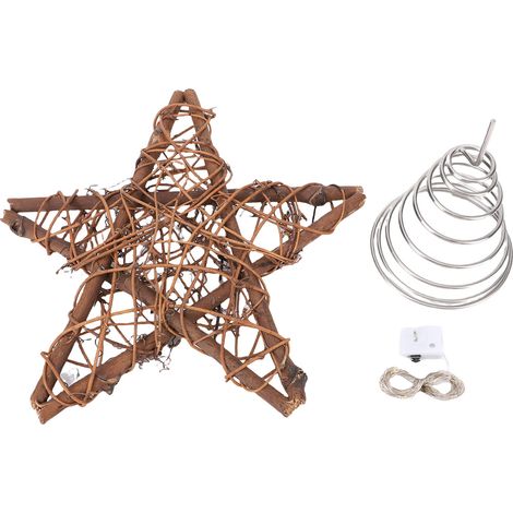 Étoile sommet sapin Noël avec lumière 11,5 pouces – Bois creux ornement haut déco fête vacances, décoration (1/5)