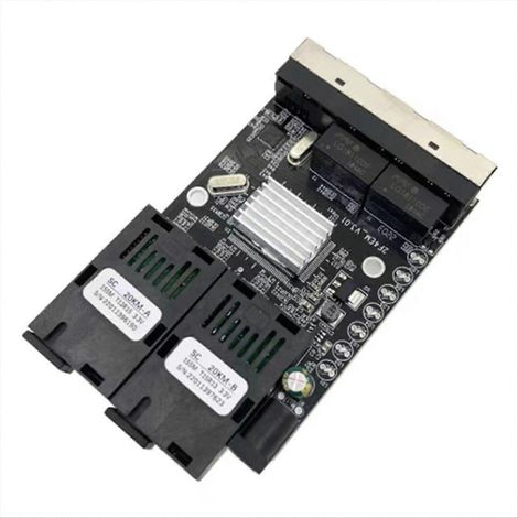 Convertisseur de média à fibre optique de 100 mètres, 4 interfaces RJ45 vers 2 connecteurs à fibre optique SC A+B (1/5)