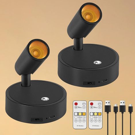 Applique Murale Intérieure Rechargeable USB avec Commande Tactile et Télécommande - 3 Couleurs Dimmable Intensité Variable - Sans Fil Spot Murale LED avec Timer pour Chambre, Art Plantes,2 PCS (1/5)