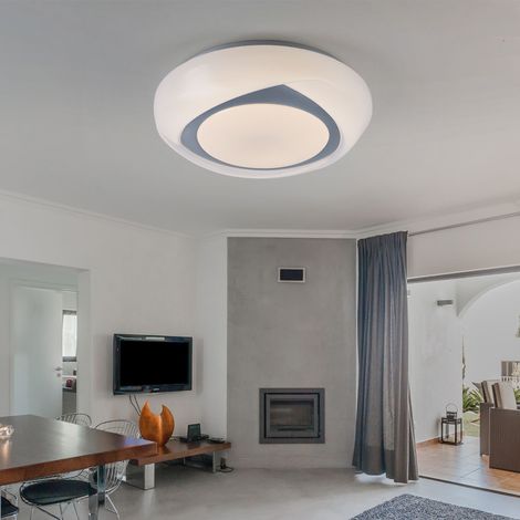 Plafonnier LED rond blanc pour chambre à coucher, en métal acrylique, 1 LED 15 W, 1 040 lm, 3 000 K, blanc chaud, D x H 35 x 9,5 cm