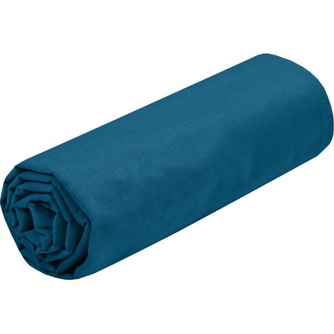 Drap Housse Taille 90x190 cm Grand Bonnet 30 cm 100% Coton Couleur Pétrole Modèle Eden Linge de Lit pour Maison Doux et Confortable pour Nid Douillet (1/5)