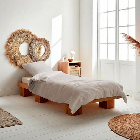 Parure de lit gaze de coton galet 140x200cm - Alix (1/2)
