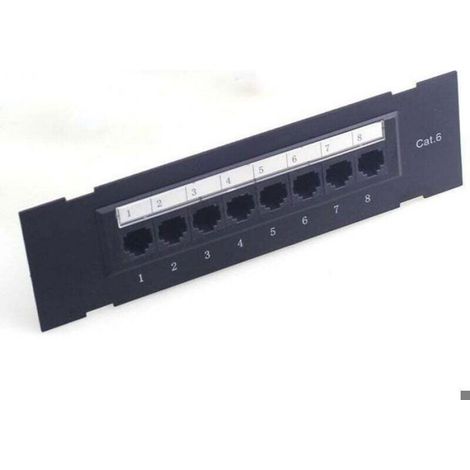 Panneau De Brassage CAT6 - 8 Ports - T568A/B - Montage Murale Ou En Baie - Acier Revêtu Noir (1/3)