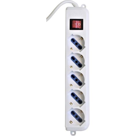 Multiprise électrique avec 5 emplacements Schuko avec Interrupteur pour allumage (1/4)