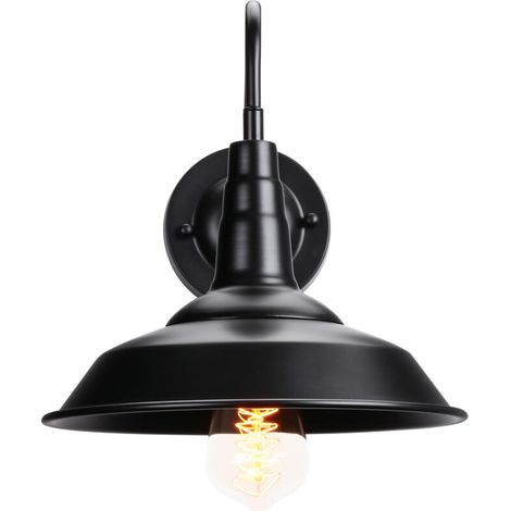 Applique murale industriel en métal fer forgé, Lampe éclairage interieur extérieur E27 luminaire – Noir (1/4)
