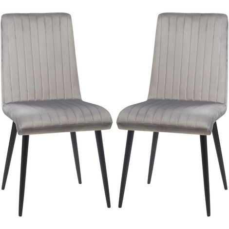 SET 2 SEDIE DA CUCINA IMBOTTITE CON GAMBE IN ACCIAIO 43X58X90 CM GRIGIO E NERO (1/5)