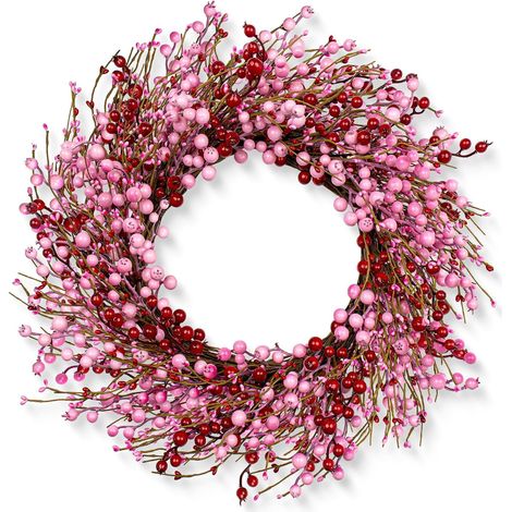 Guirlande De Porte - Guirlande Artificielle Pour Décoration De Saint-Valentin - 55 Cm - Baies Roses Et Rouges - Pour Porte D'Entrée Cour Jardin Mariage Printemps - 1 Pièce (1/5)