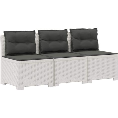 Maison Exclusive - 3-Sitzer Garten Sofa mit Kissen Rattan-Look PP (1/5)