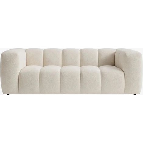 LAYANE Canapé 3 places tissu bouclette beige (1/5)