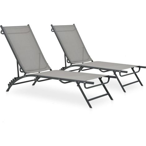 Set di 2 lettini prendisole sedie a sdraio lettini prendisole aiuole da giardino mobili da giardino textilene e acciaio 020012149