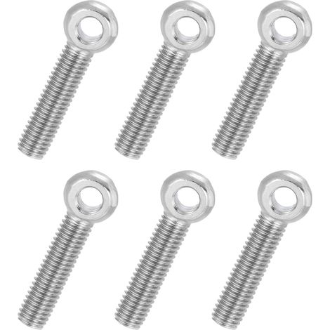 6 Pcs Boulon à Œil M8x40mm Boulon à Œillet de Levage pour Balancement d'Épaule, Vis Filetage Complet en Acier Inoxydable 304, Filetage Métrique Trou Coulissant, Couleur Argentée (1/5)
