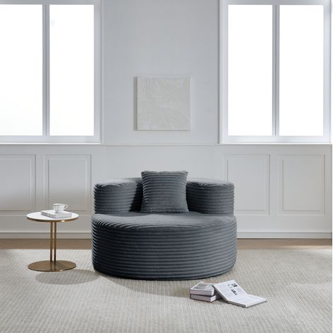 Sitzsack-Sessel aus dunkelgrauem Cord, 112 x 105 x 59 cm, mit Kissen (1/5)