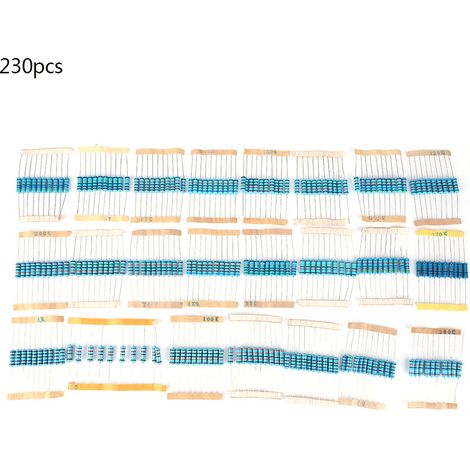 230Pcs 23 Values Metal Film Resistors Resistance Assortment Kit Electronic Components (1/5)