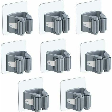 Porte Balai Mural Auto-adhésif Porte Vadrouille Accroche Balai Mural 8 Pièces sans Perage Pince à Balai Supports de Balai de Vadrouille pour Cuisine Salle de Bain Jardin(Gris) (1/5)