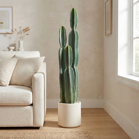 Cactus Artificiel 111 cm, Grand Réalisme, Plante Artificielle en Pot, sans Entretien, pour Maison et Bureau, Vert (1/5)