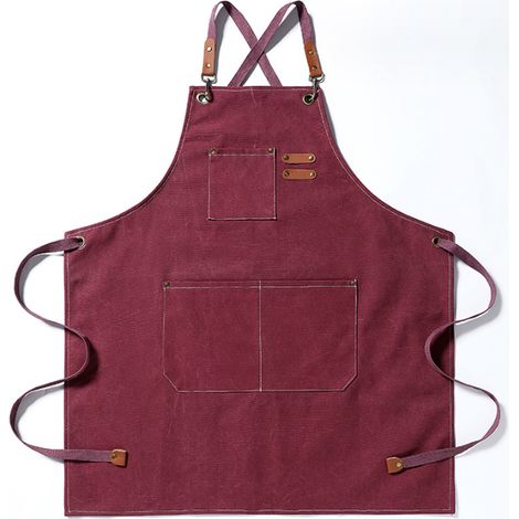 Tablier De Cuisine En Toile Croisé Dos - 27 Pouces X 30 Pouces - Poche Renforcée Avec Rivets Métalliques - Bretelles Réglables Et Détachables - Pour Homme Et Femme (1/5)
