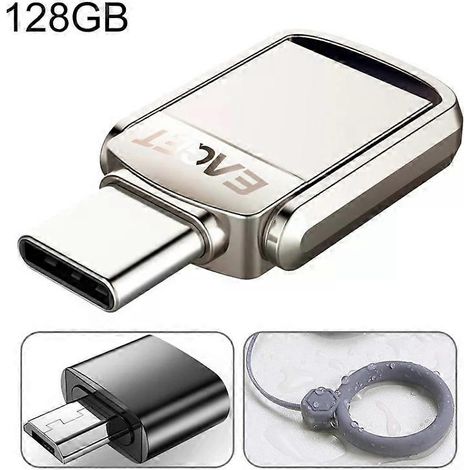 Clé USB 128 Go - USB 3.1, USB-C, boîtier métallique, adaptateur micro USB (1/5)