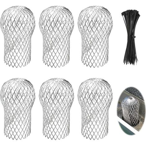 Protection anti-feuilles pour gouttières, lot de 6, protection anti-feuilles pour gouttières et descentes pluviales, grille en aluminium, compatible avec les descentes pluviales de 3 à 15 cm de diamèt