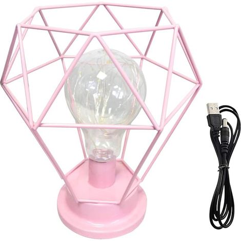 Lampe De Bureau - Lampe De Chevet En Métal Avec Design En Forme De Diamant - Éclairage Led Doux - Alimentation Usb Ou Piles - 1 Unité (1/5)