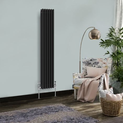 Traditional Radiator Cast Iron Style Radiator 3 Column Black 1500 x 290mm