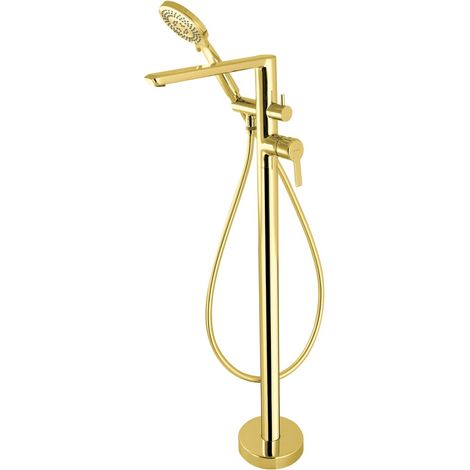 Miscelatore vasca a libera installazione con set doccia finitura oro - Stapol