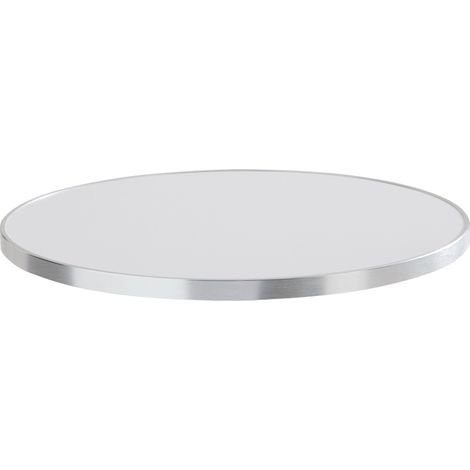 Plateau de table rond blanc avec cerclage argent 60 cm