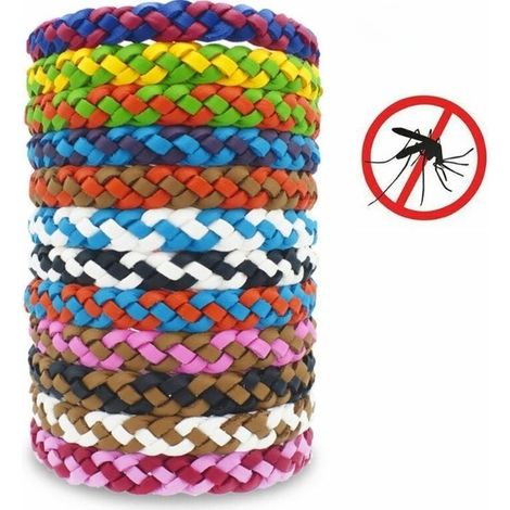 Lot de 12 bracelets anti-insectes en PU imperméables, anti-moustiques, pour femmes, hommes, bébés et enfants. (1/5)