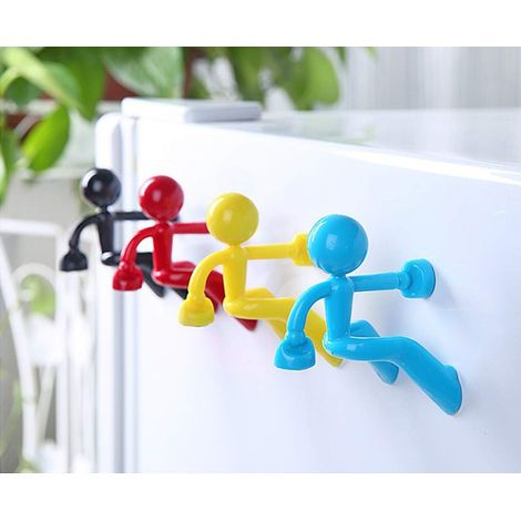 Creative Wall Climbing Villain Refrigerator Magnets, Magnet Key Hanging (Yellow, Blue, Black, Red)