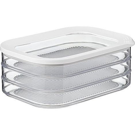 3-Piece Meat Storage Containers - Refrigerator Boxes with Lids - Suitable for Storing Meat - 3 Storage Containers - 1650 ml - White (1/5)
