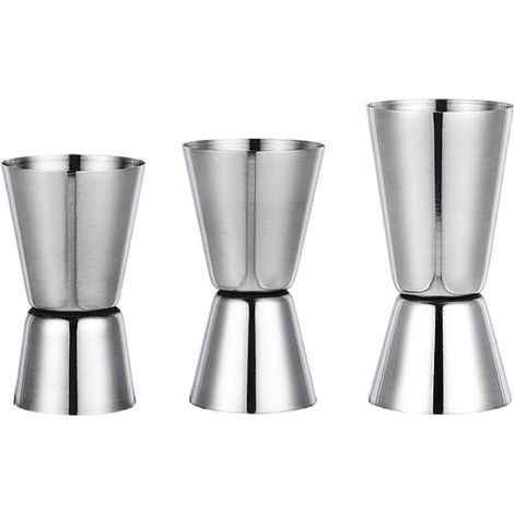 Ensemble de doseurs à cocktails en acier inoxydable, mesureur de boissons, verre doseur professionnel pour barman : 15/30 ml, 20/40 ml et 25/50 ml.-AquaForge (1/5)