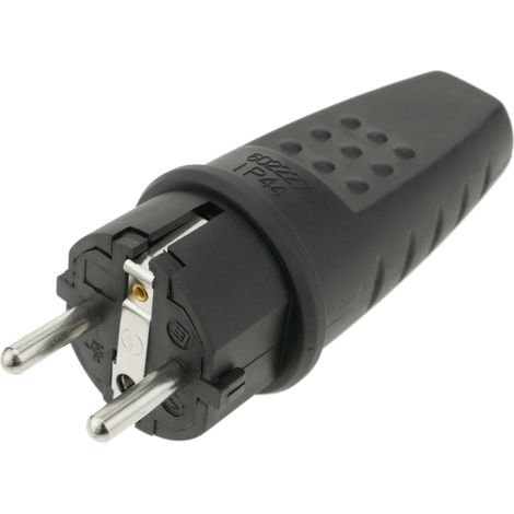 Prise de courant schuko droit mâle IP44 noir (1/5)