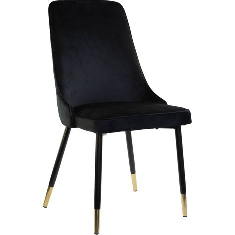 Sedia SAINT TROPEZ con Struttura in Metallo Nero e Oro Seduta Imbottita in Velluto, Poltroncina di Design Moderno ed Ergonomico per Casa, Ufficio, Sala da Pranzo 1 X S.TROPEZ NERO (1/3)