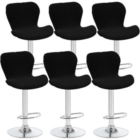 Lot de 6 housses de tabouret pivotant incurvées noires, 40 x 30 x 30 cm, housses de chaise de bar à dossier bas, adaptées aux comptoirs, bars et cuisines (1/5)