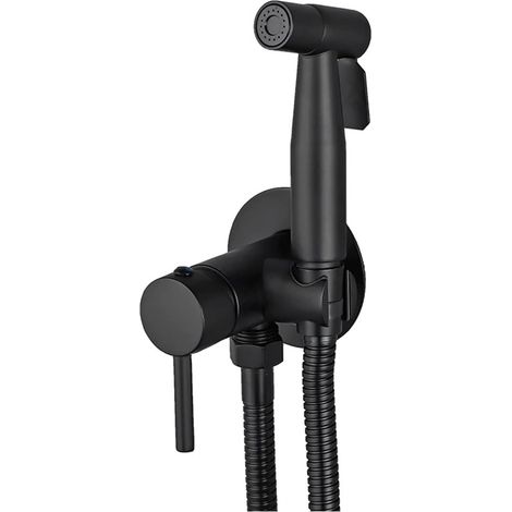 Robinet de cuisine Pulvérisateur de robinet de Bidet en laiton, robinet de toilette Portable noir, robinet mitigeur de salle de bains d'eau chaude et froide, douche hygiénique