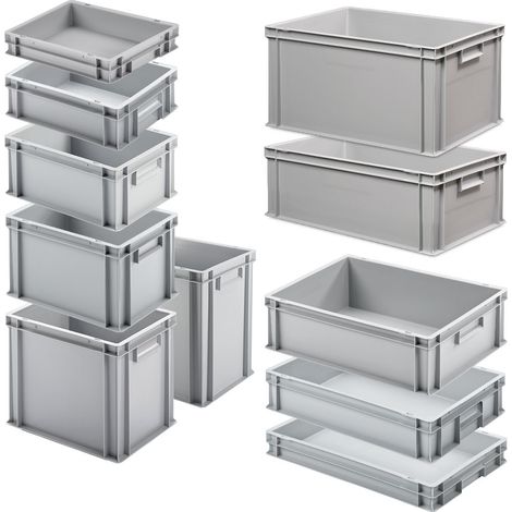 BRB Set mit 11 Eurobehältern in 11 versch. Größen/Höhen, 6x 400x300 / 5x 600x400 mm, grau