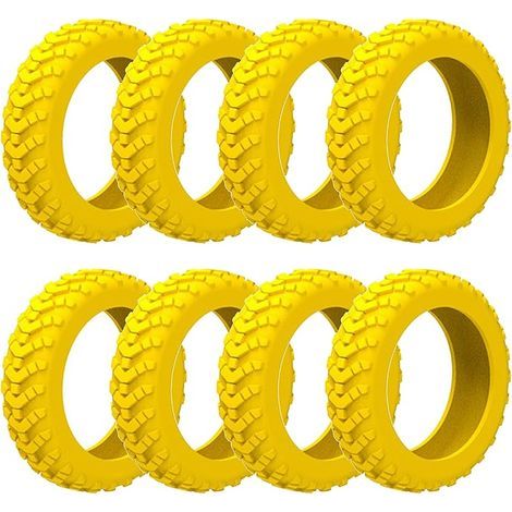 Lot de 8 housses de protection de roue en silicone pour bagages - Antidérapantes et imperméables - Pour chaises de bureau et la plupart des roues pivotantes à 8 roues (noir), jaune, Jaune (1/5)