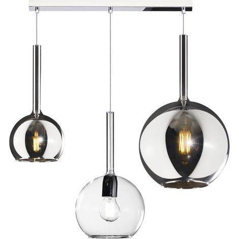SOSP. CROMO RETTANGOLARE 3 LUCI VETRI (GRANDE CR + MEDIO TR + PICCOLO CR) 1155CR-S3 RMIX-TC (1/2)