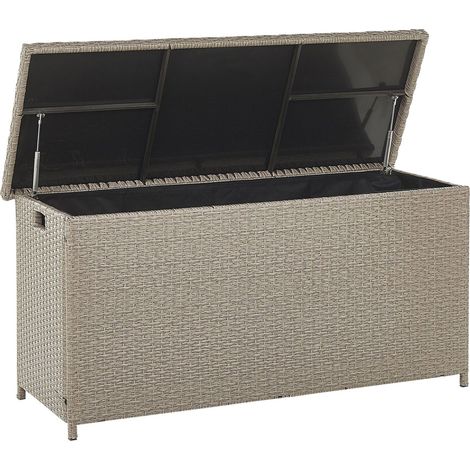 Caja de almacenamiento para jardín en ratán sintético beige 126 x 46 cm Modena (1/5)